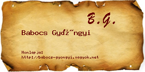 Babocs Gyöngyi névjegykártya